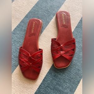 Sarah Flint Kim Sandal size 7! Made with Italian cherry & embossed calf leather.